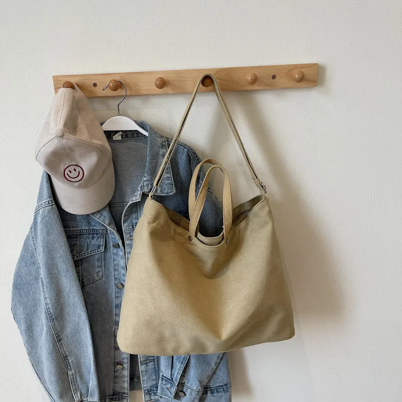 Large capacity casual tote bag for women with stitching details in khaki, brown, black, coffee, green