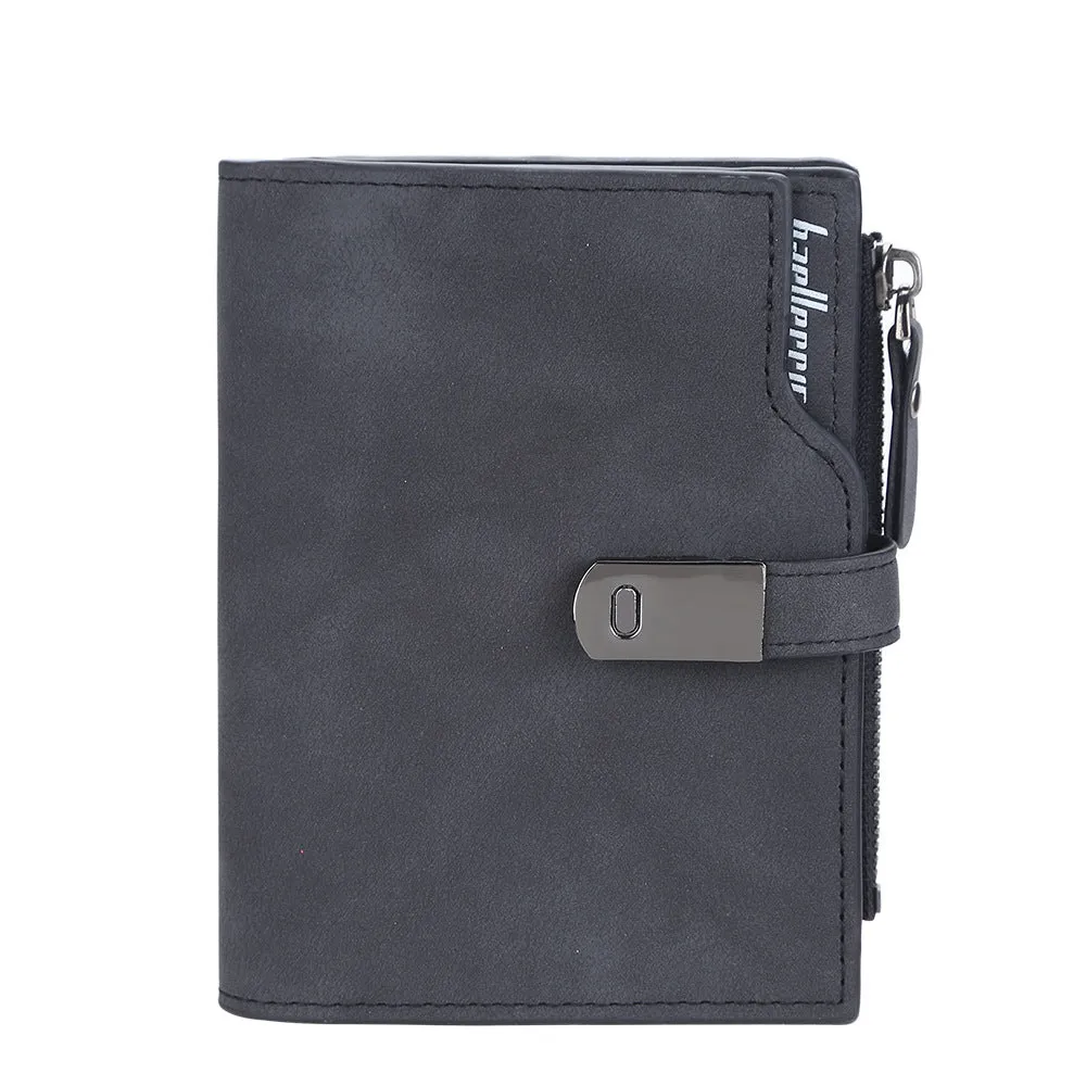 Multi-slot women's short wallet in solid colour with PU leather and stitching detail