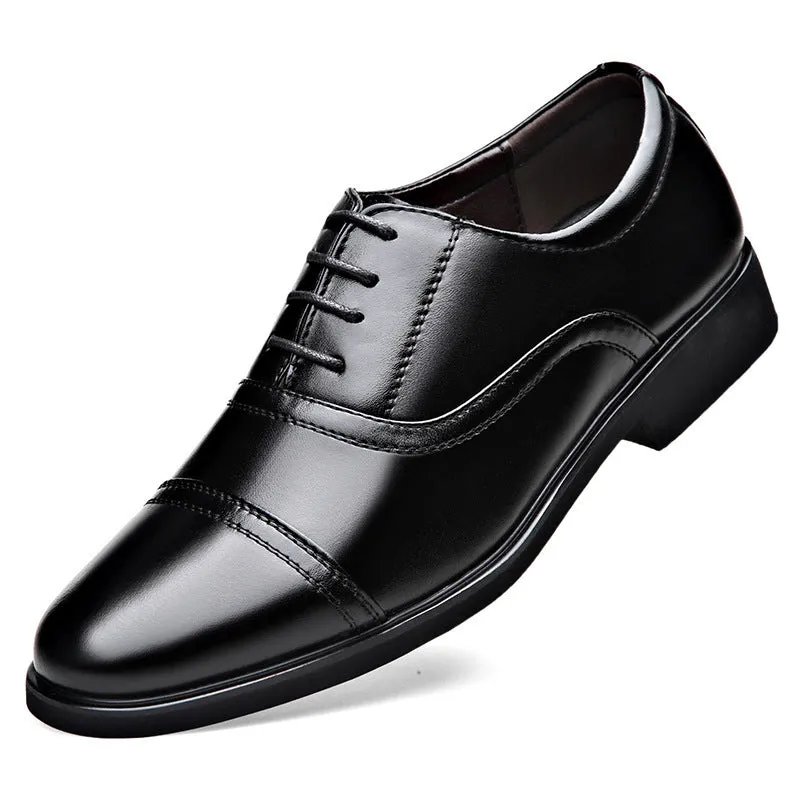 Men's pointed-toe lace formal leather shoes with EVA sole and decorative sequins and belt buckles