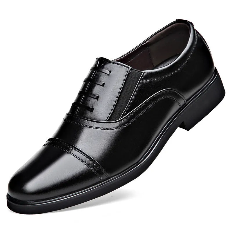Men's pointed-toe lace formal leather shoes with EVA sole and decorative sequins and belt buckles