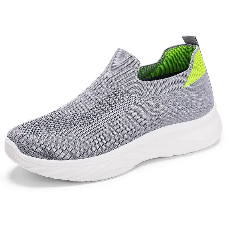 Women's casual running shoes in flyknit with a soft PVC sole, shown in a choice of colours.