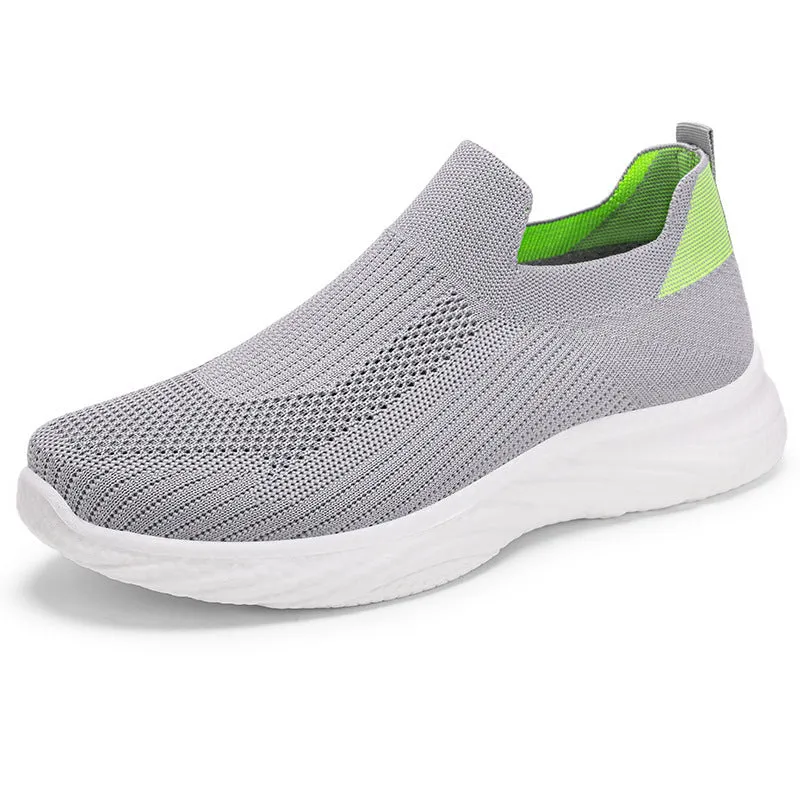 Women's casual running shoes in flyknit with a soft PVC sole, shown in a choice of colours.