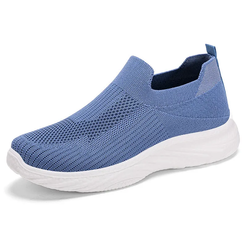 Women's casual running shoes in flyknit with a soft PVC sole, shown in a choice of colours.
