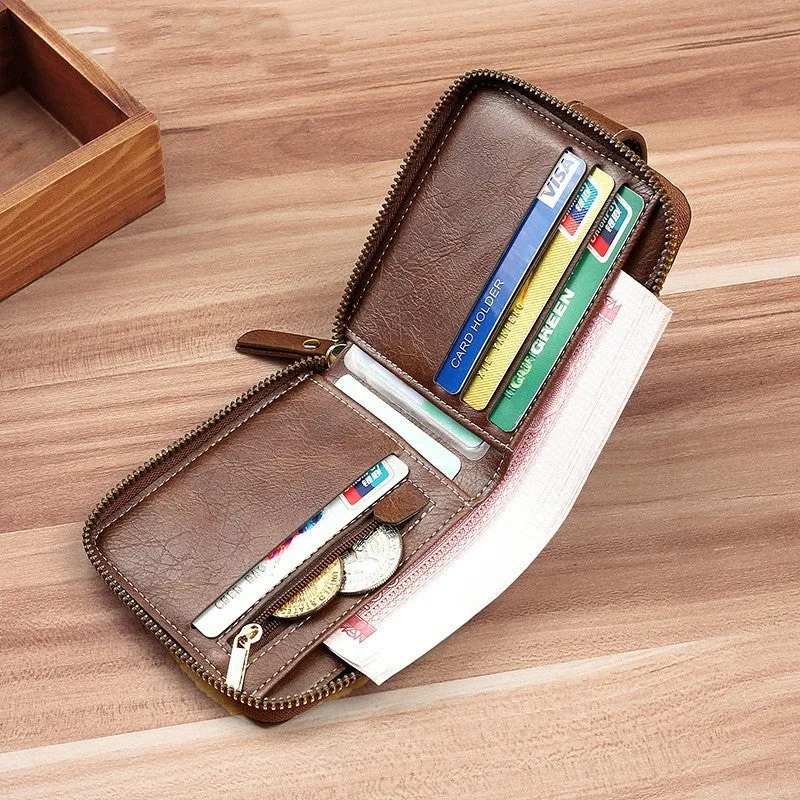 Men's two-fold short wallet in European American style with PU leather construction