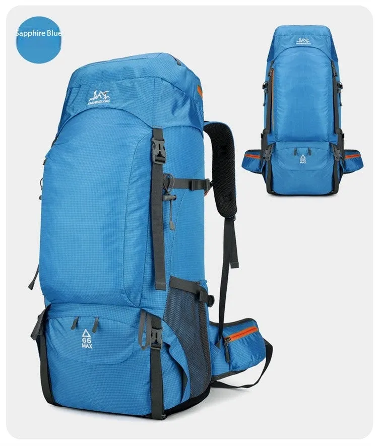 New outdoor mountaineering bag large capacity lightweight waterproof hiking camping backpack in black