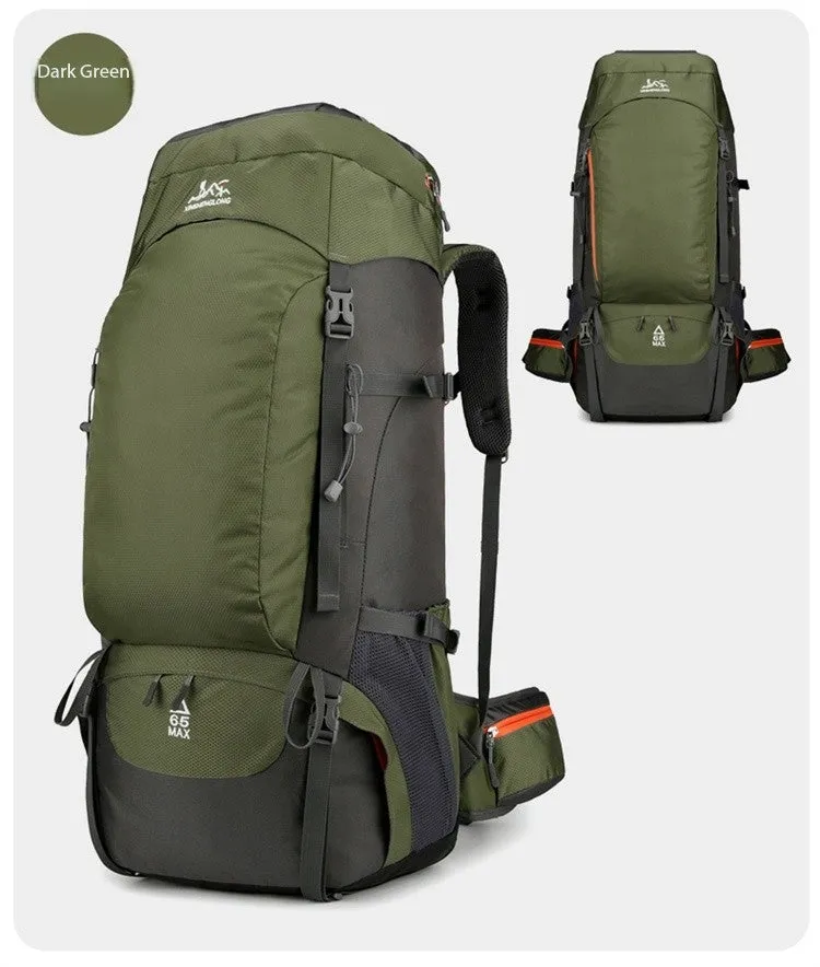 New outdoor mountaineering bag large capacity lightweight waterproof hiking camping backpack in black