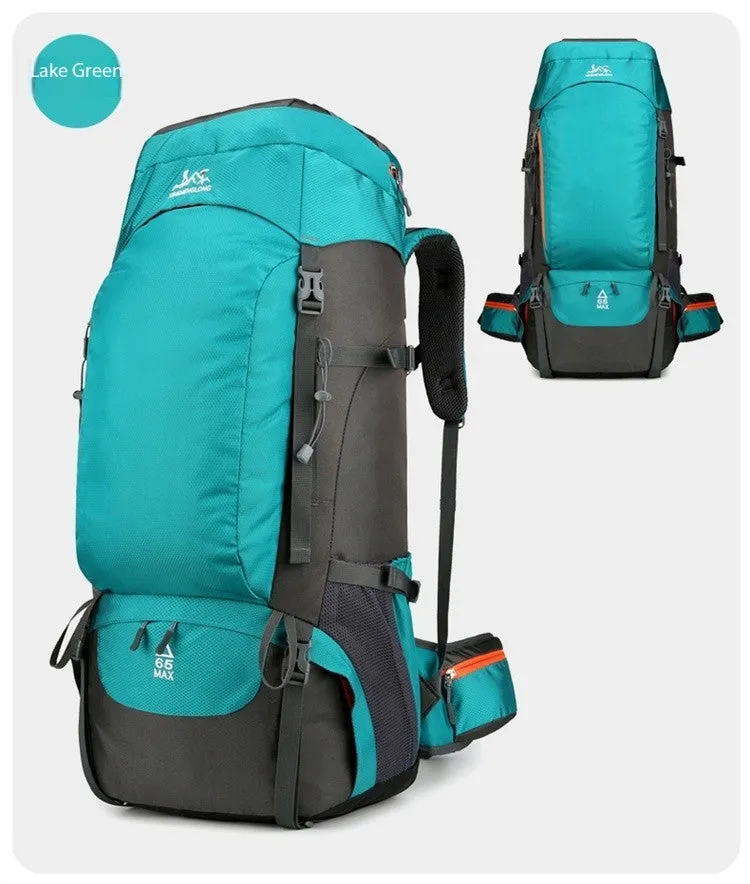New outdoor mountaineering bag large capacity lightweight waterproof hiking camping backpack in black