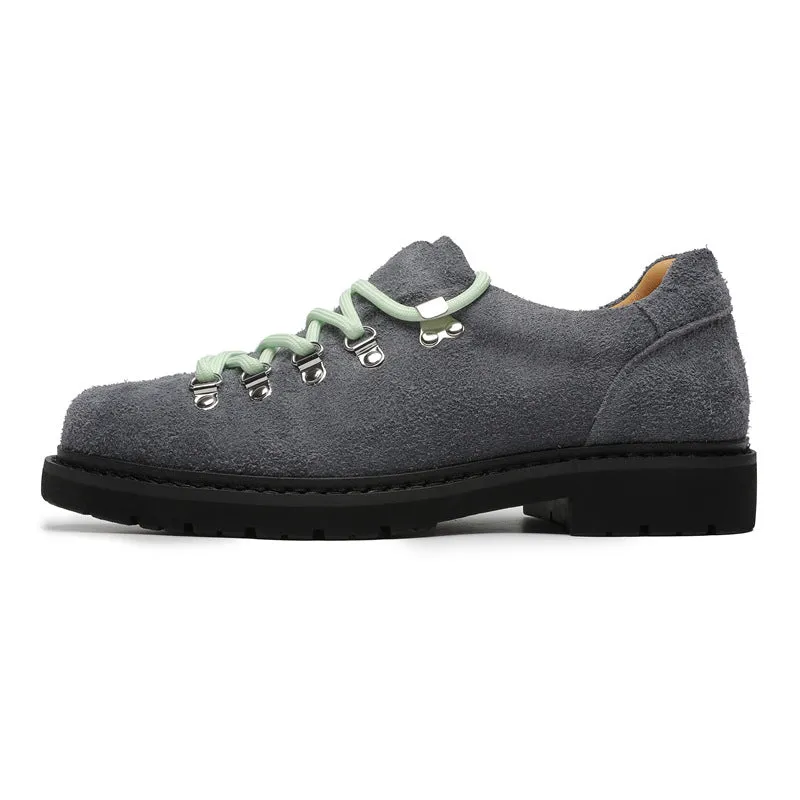 Heighten casual leather shoes British style retro workwear cowhide matte leather round toe solid colour brown men's footwear