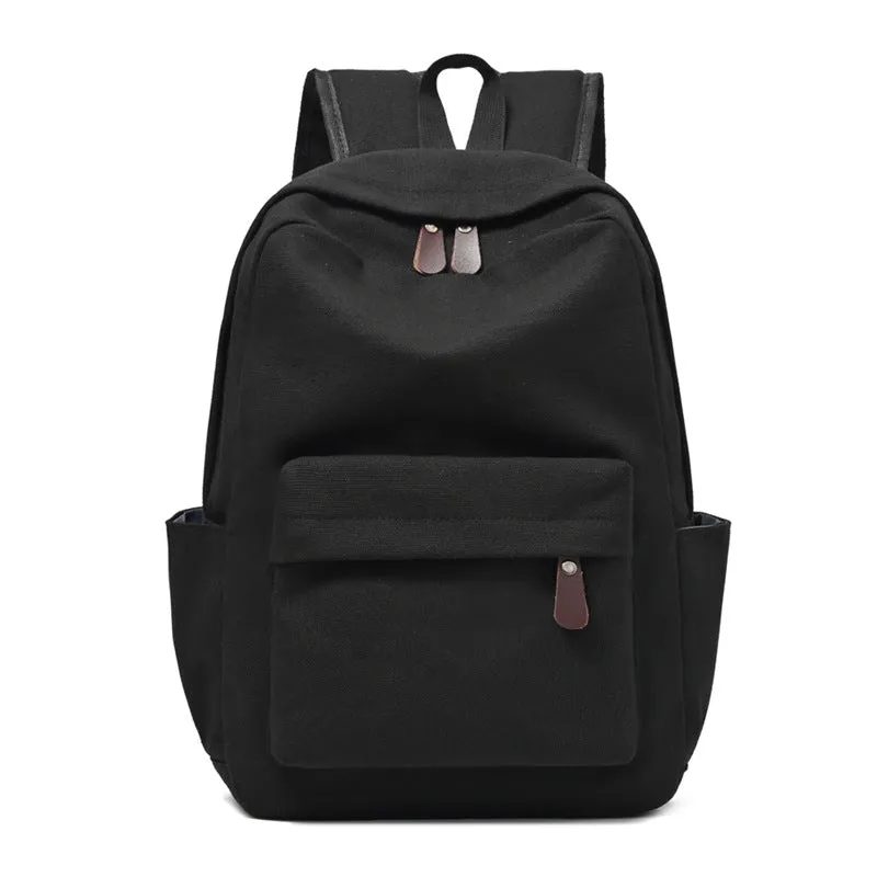 Canvas large capacity travel backpack in solid colour for men and women, available in brown