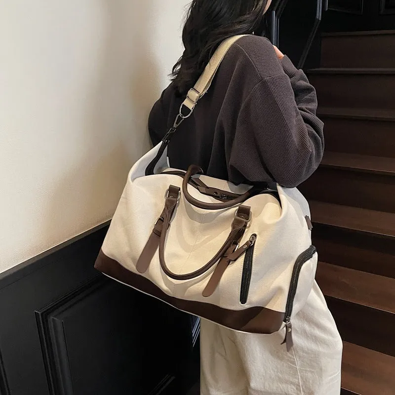 Travel Handheld Lightweight Large Capacity Waterproof Bag Oxford Cloth Unisex Breathable Ultra Light Milky White Black Brown 50cm x 30cm x 23cm Handheld Carry On Bag for Travel and Daily Use