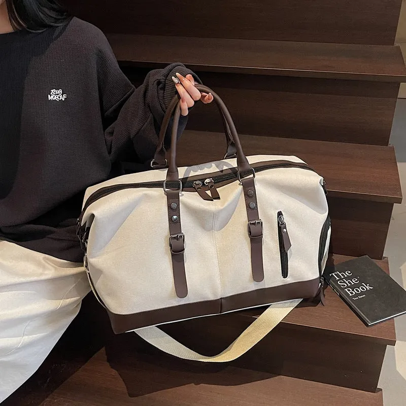Travel Handheld Lightweight Large Capacity Waterproof Bag Oxford Cloth Unisex Breathable Ultra Light Milky White Black Brown 50cm x 30cm x 23cm Handheld Carry On Bag for Travel and Daily Use