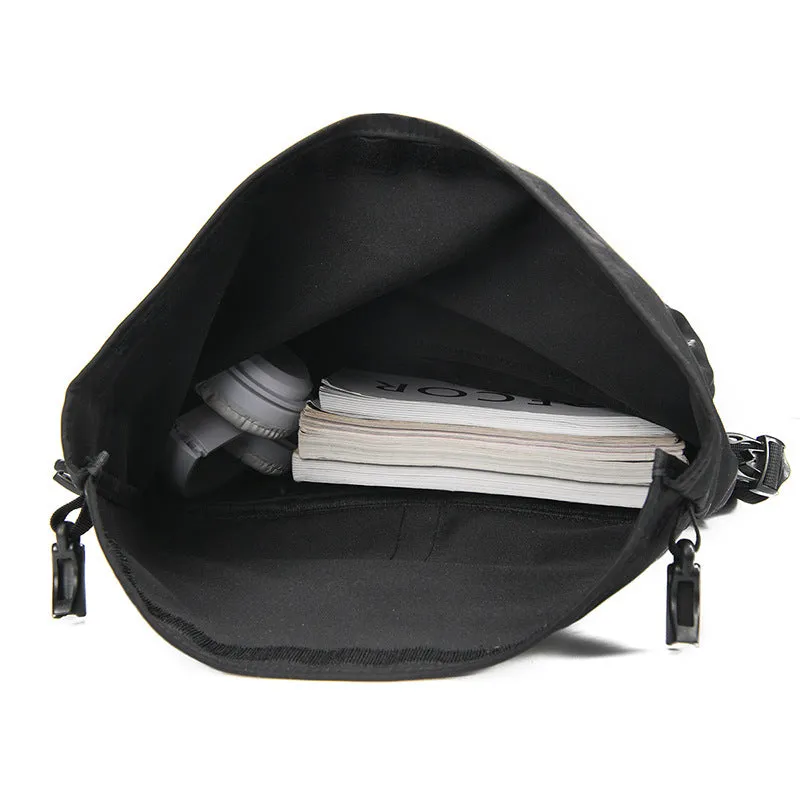 Men's multi-functional outdoor travel business backpack in black waterproof nylon