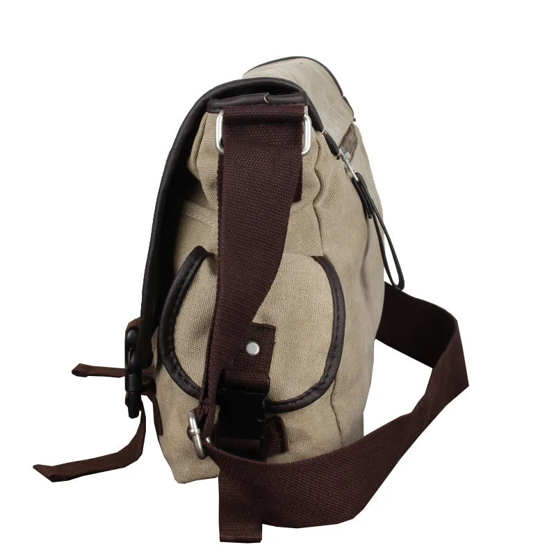 Canvas male postman crossbody backpack in grey black with logo retro style