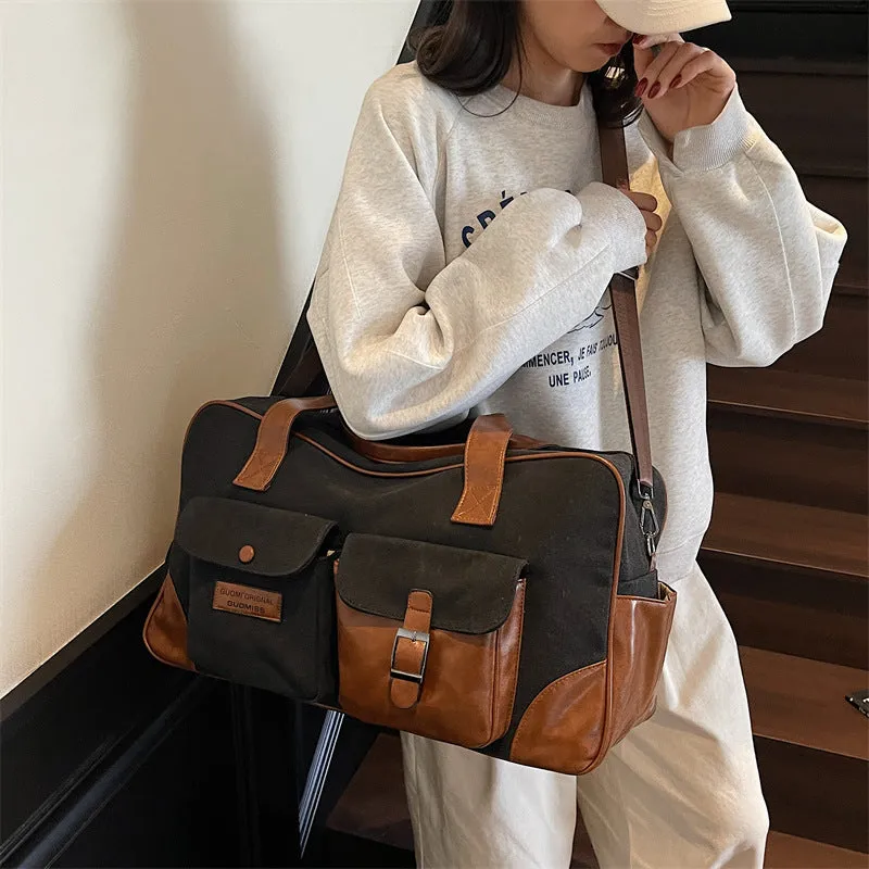 Large capacity foldable travel bag 36-55L Oxford cloth waterproof lining green unisex business leisure luggage