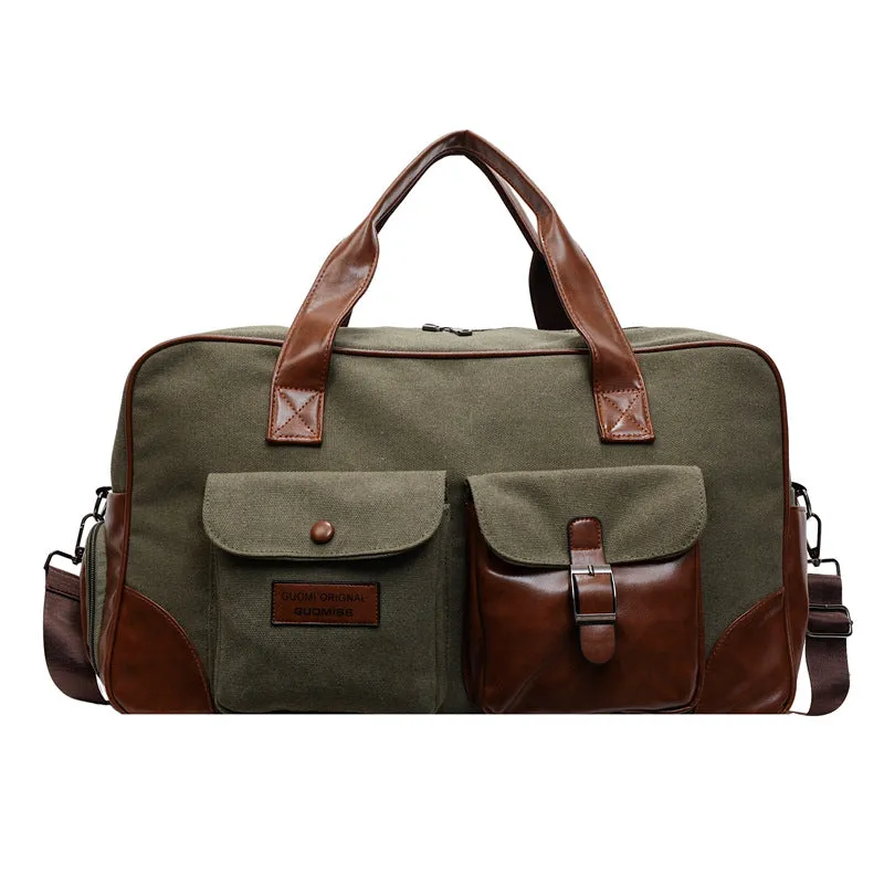 Large capacity foldable travel bag 36-55L Oxford cloth waterproof lining green unisex business leisure luggage