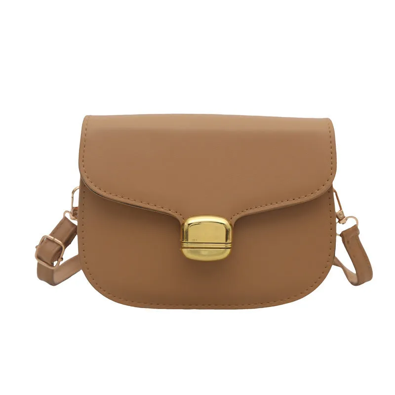 Simple PU handbag in khaki colour showing internal phone compartment and change pocket