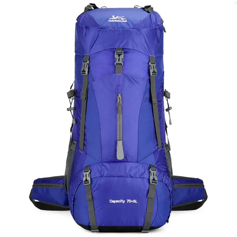 New outdoor mountaineering bag with large capacity and waterproof design in black, for hiking and camping