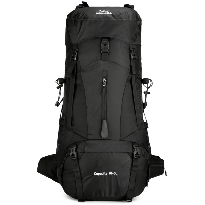 New outdoor mountaineering bag with large capacity and waterproof design in black, for hiking and camping