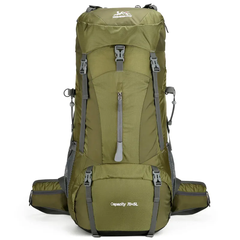 New outdoor mountaineering bag with large capacity and waterproof design in black, for hiking and camping