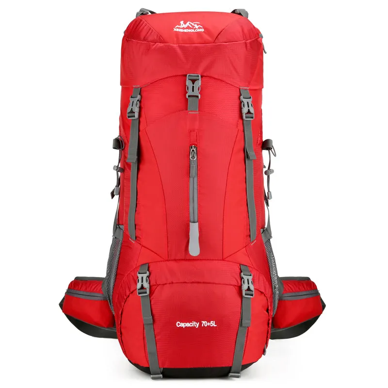New outdoor mountaineering bag with large capacity and waterproof design in black, for hiking and camping