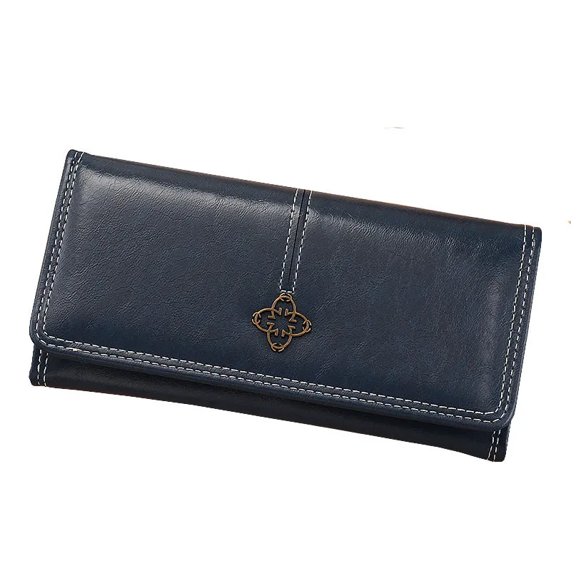 Student Lady Multi-functional New Clutch Cross-body Wallet Solid Colour PU Lining Daily Matching Black Pink Brown Dark Blue Yellow Taro Purple Wine Red Dark Green Sewing Line Detail