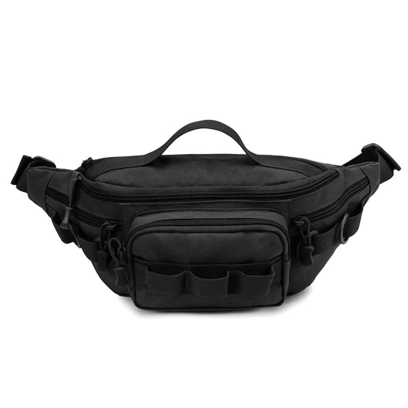 New waist bag men's multi-functional crossbody waterproof backpack outdoor sports solid colour polyester