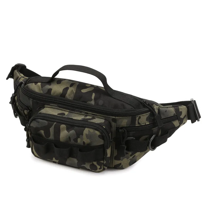 New waist bag men's multi-functional crossbody waterproof backpack outdoor sports solid colour polyester