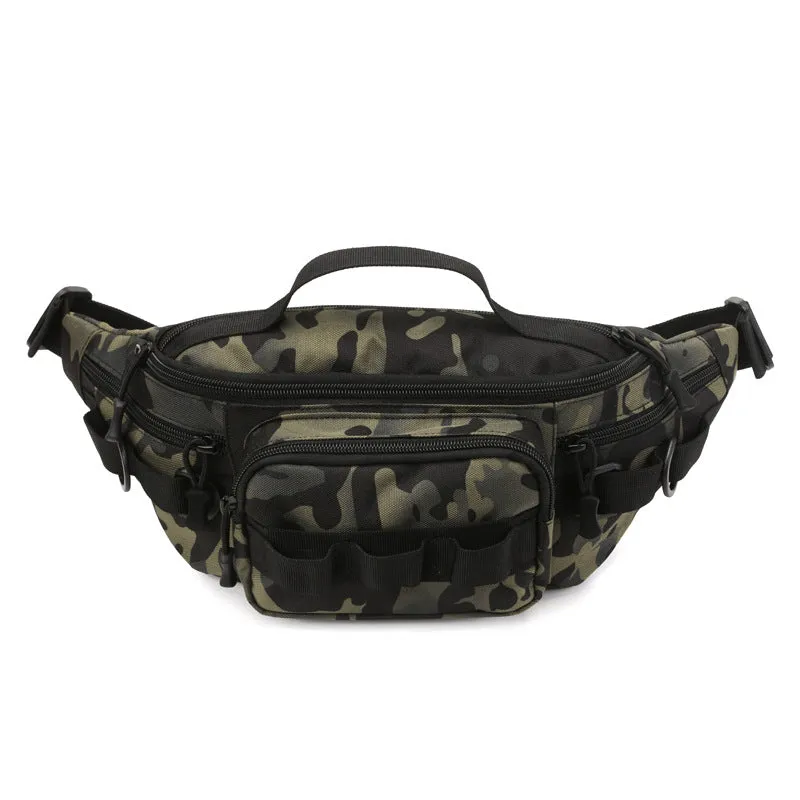 New waist bag men's multi-functional crossbody waterproof backpack outdoor sports solid colour polyester