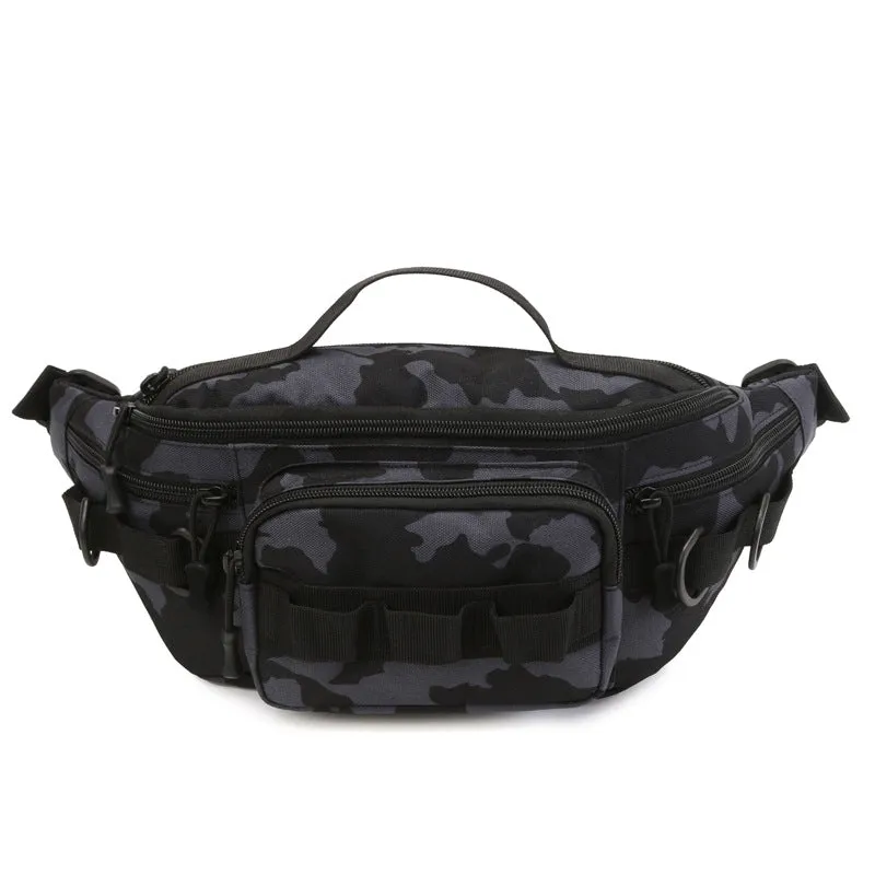 New waist bag men's multi-functional crossbody waterproof backpack outdoor sports solid colour polyester