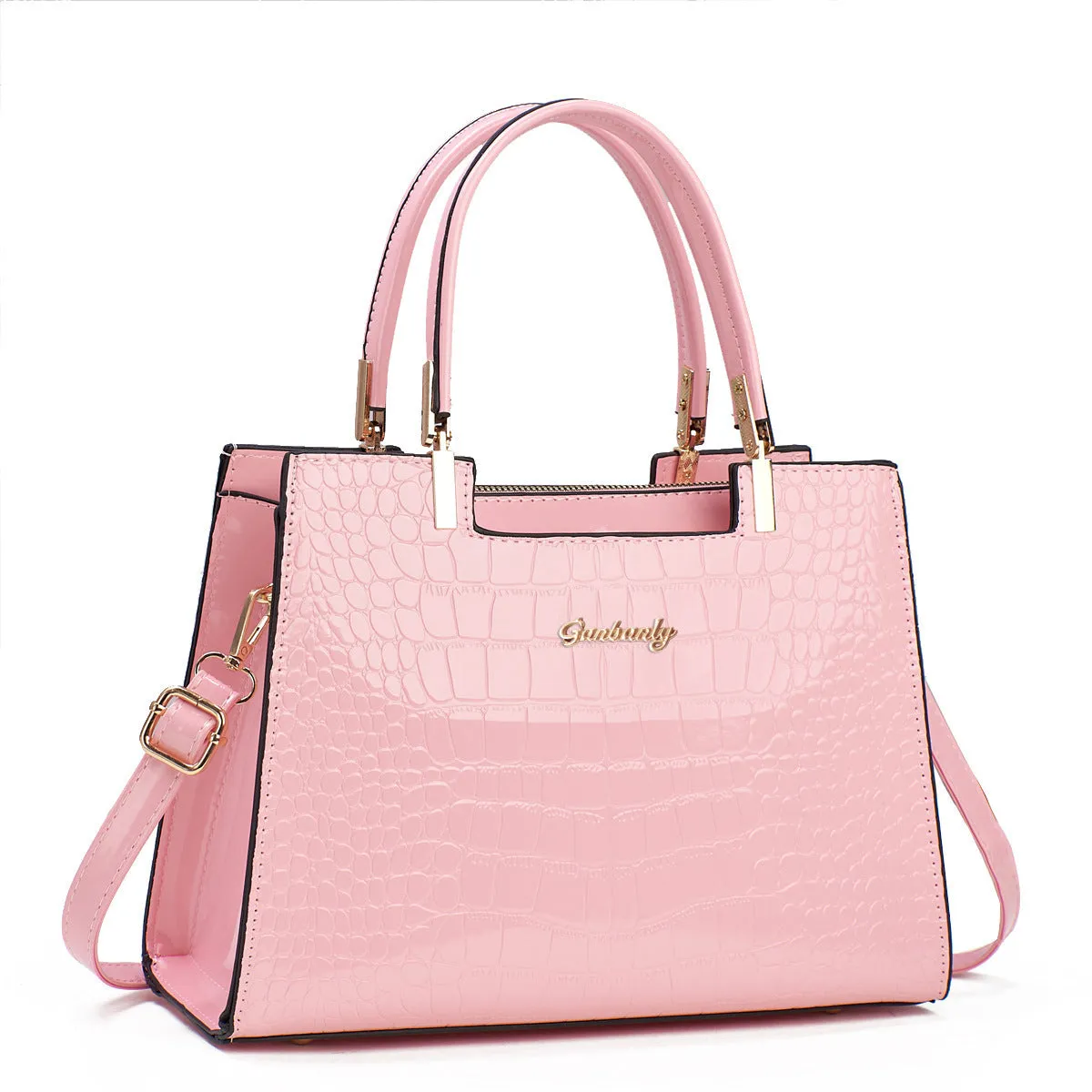 Medium-hard PU one-shoulder handbag in horizontal square shape available in multiple colours