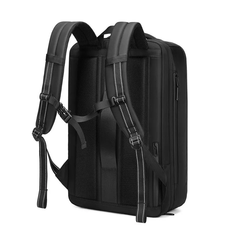 Black Oxford cloth vacuum compression backpack with air pump for business travel
