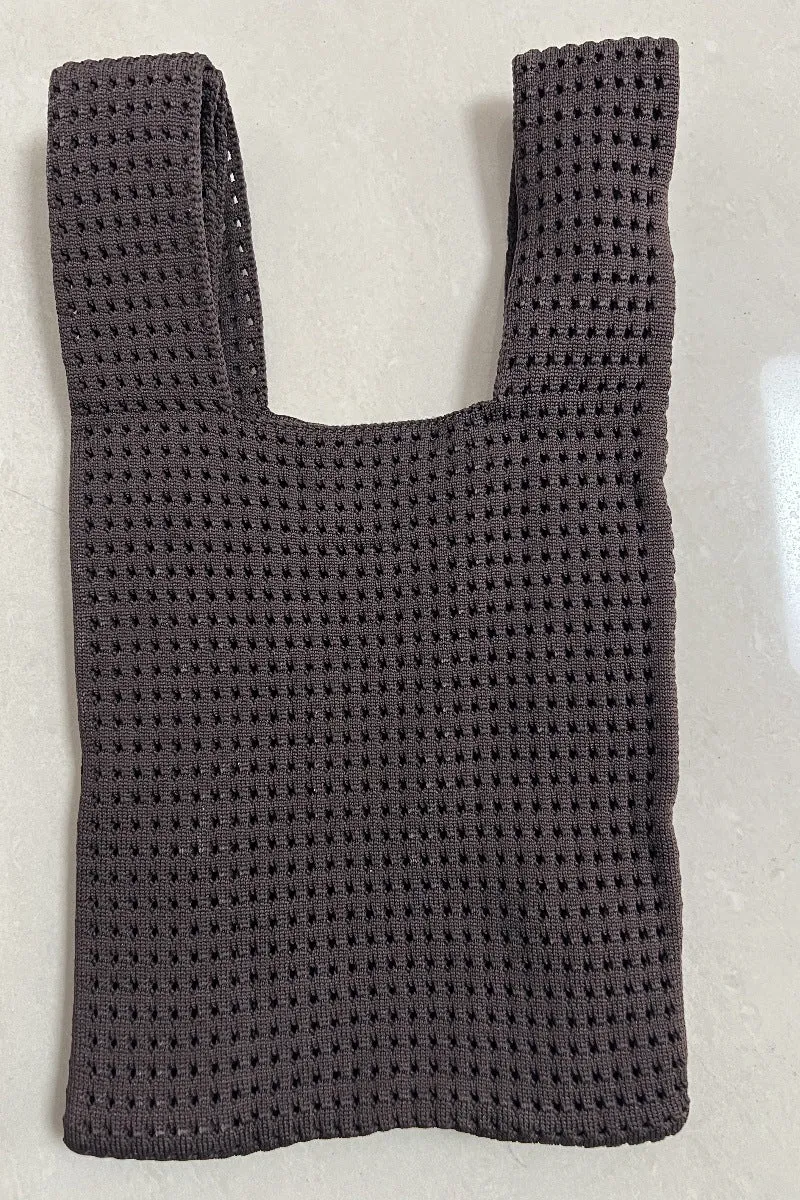 Simple Retro Hollow Knitted Handbag in beige, soft polyester handbag for women