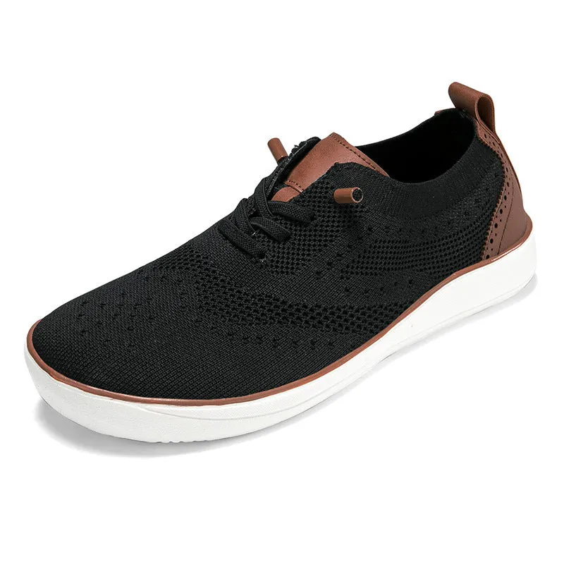 Widened and fattened big foot mesh walking shoes for men, fabric upper, EVA sole, flat heel, round toe, low-top casual shoes