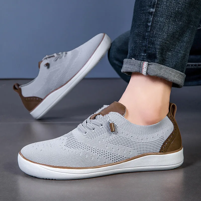 Widened and fattened big foot mesh walking shoes for men, fabric upper, EVA sole, flat heel, round toe, low-top casual shoes