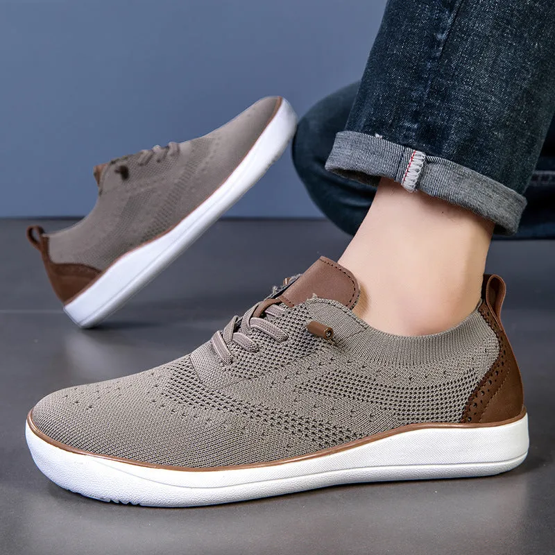 Widened and fattened big foot mesh walking shoes for men, fabric upper, EVA sole, flat heel, round toe, low-top casual shoes