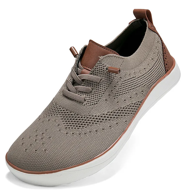 Widened and fattened big foot mesh walking shoes for men, fabric upper, EVA sole, flat heel, round toe, low-top casual shoes