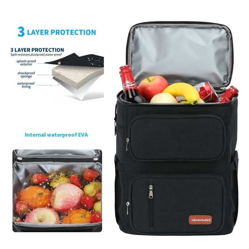 New double-layer thermal preservation backpack in gray made of Oxford cloth with modern simple style