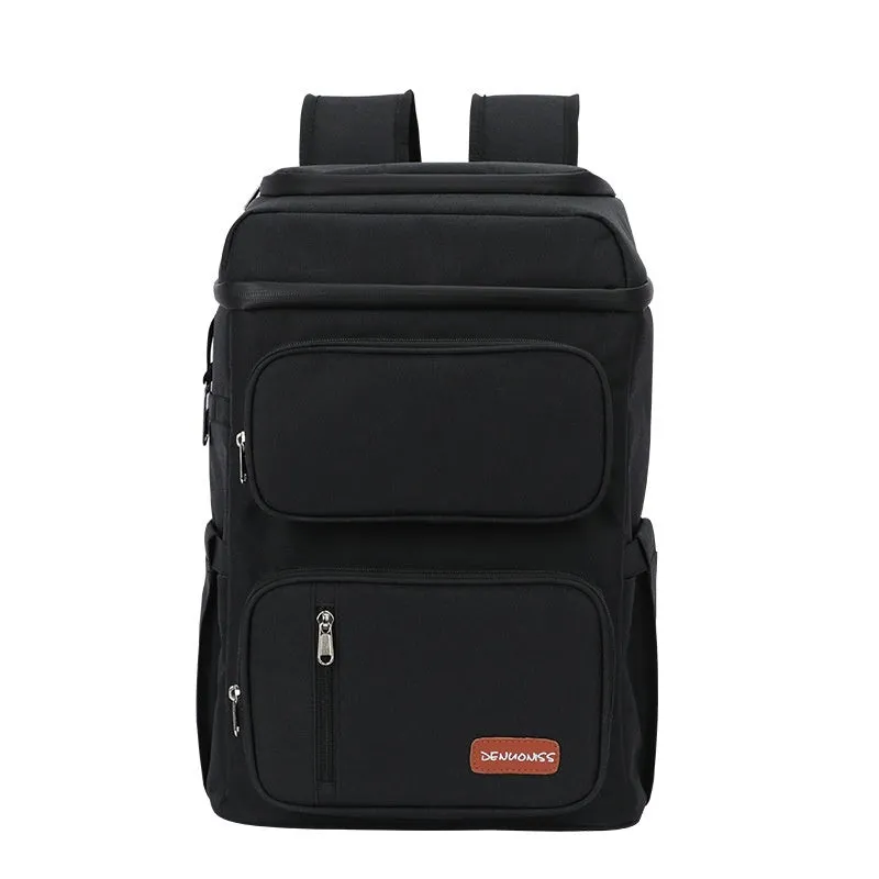 New double-layer thermal preservation backpack in gray made of Oxford cloth with modern simple style