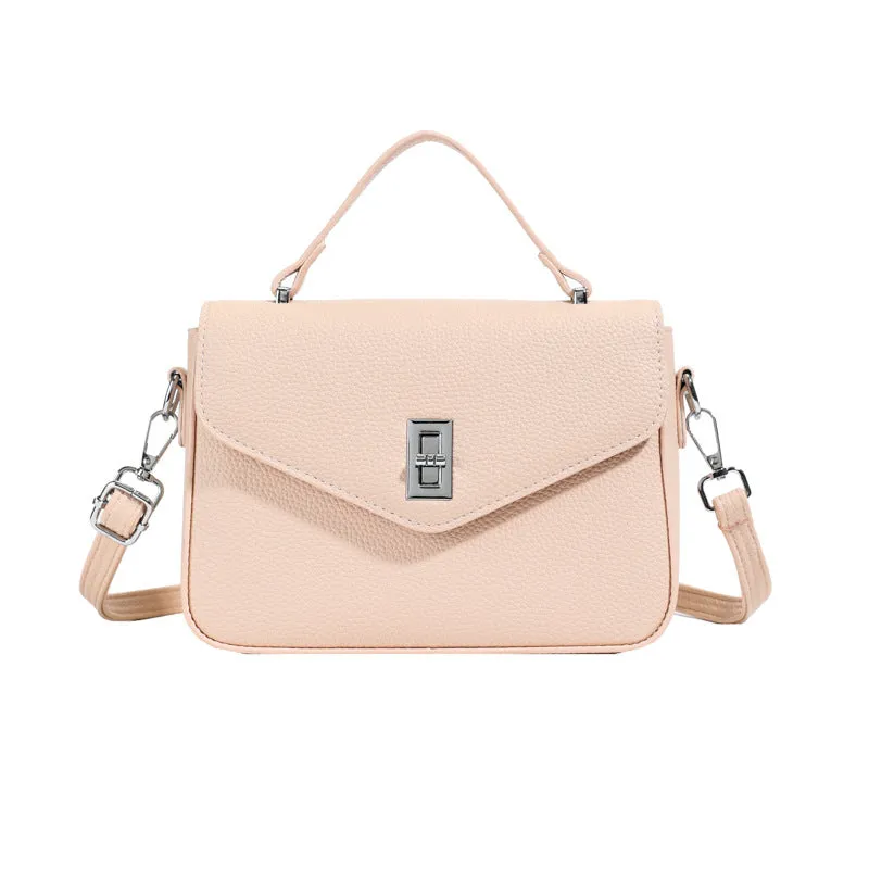 Fashion casual all-match commute cowhide portable shoulder messenger bag in PU leather with sewing thread detail