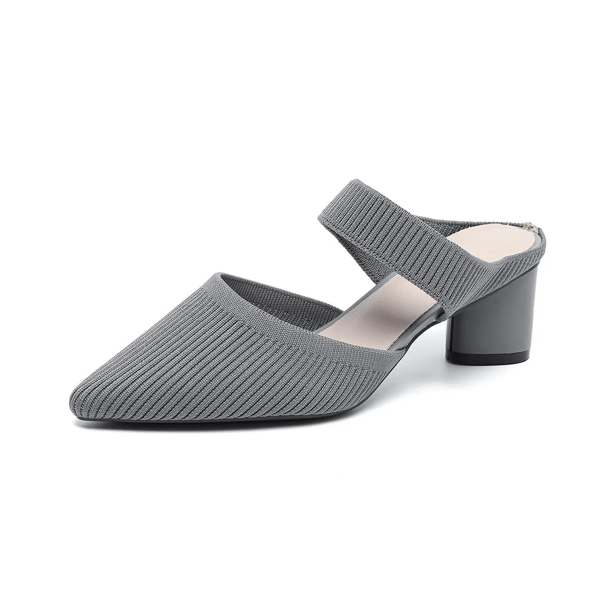 Casual simple pointed toe shallow mouth women's high heels in apricot colour, side view