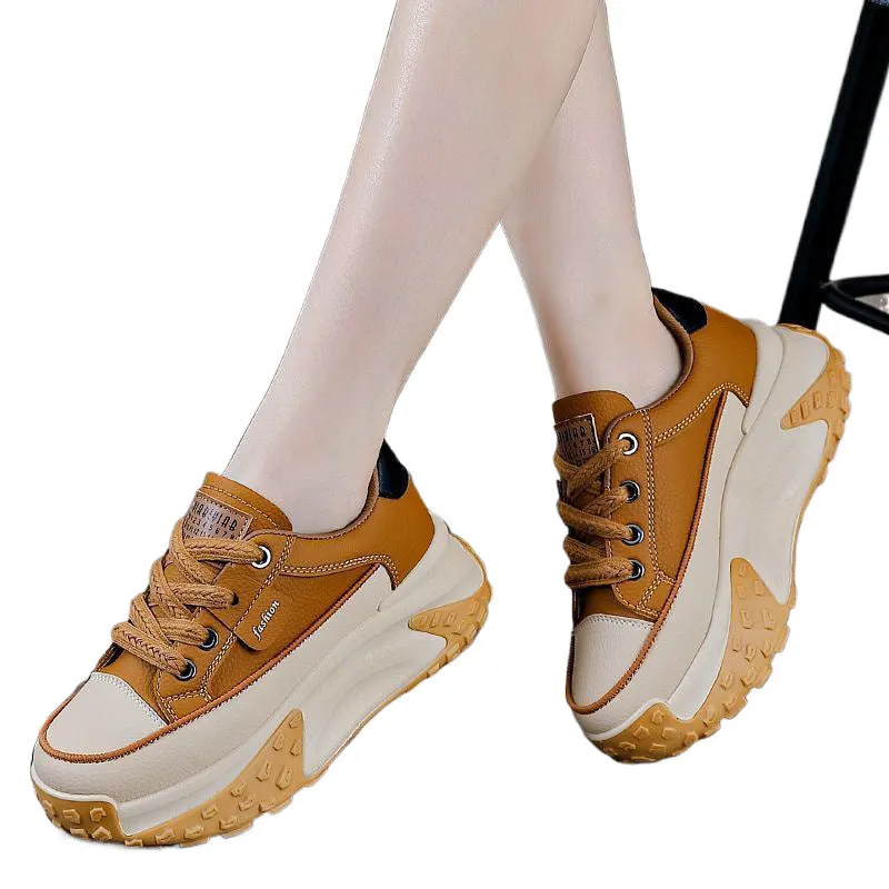 Women's casual sneakers with platform wedge heel in black, white, and yellow solid colour, breathable mesh inner, round toe