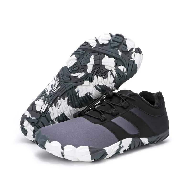 Couple cotton shoes winter fleece-lined thickened warm cotton boots slip-on rubber outsole black gray