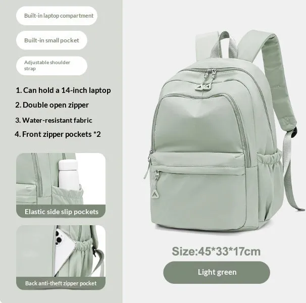 Canvas high school student backpack in off-white, 45cm height 33cm width 17cm thickness