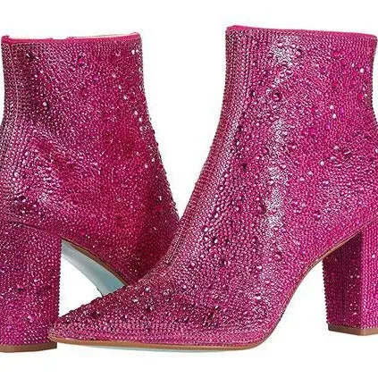 Rhinestone pointed toe fashion ankle boots with non-slip rubber sole, gold colour, available in multiple sizes and colours