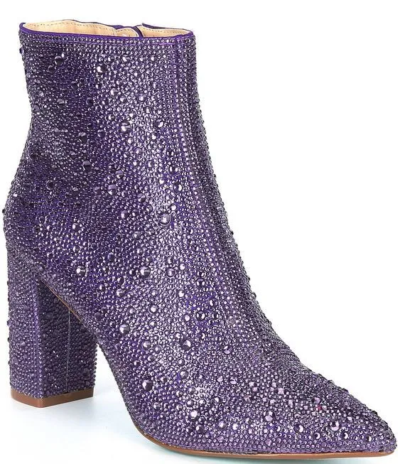 Rhinestone pointed toe fashion ankle boots with non-slip rubber sole, gold colour, available in multiple sizes and colours