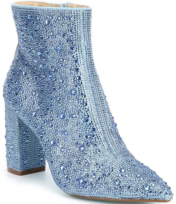 Rhinestone pointed toe fashion ankle boots with non-slip rubber sole, gold colour, available in multiple sizes and colours