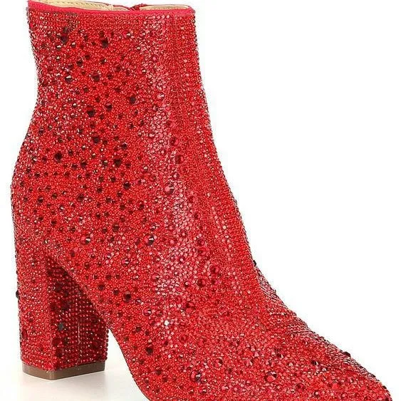 Rhinestone pointed toe fashion ankle boots with non-slip rubber sole, gold colour, available in multiple sizes and colours