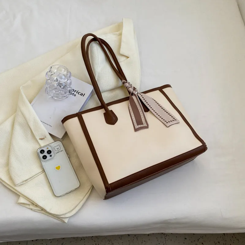 Soft PU tote shoulder bag with open outer pocket showing black, brown, and coffee colour options