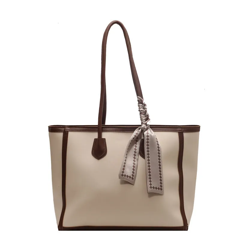 Soft PU tote shoulder bag with open outer pocket showing black, brown, and coffee colour options