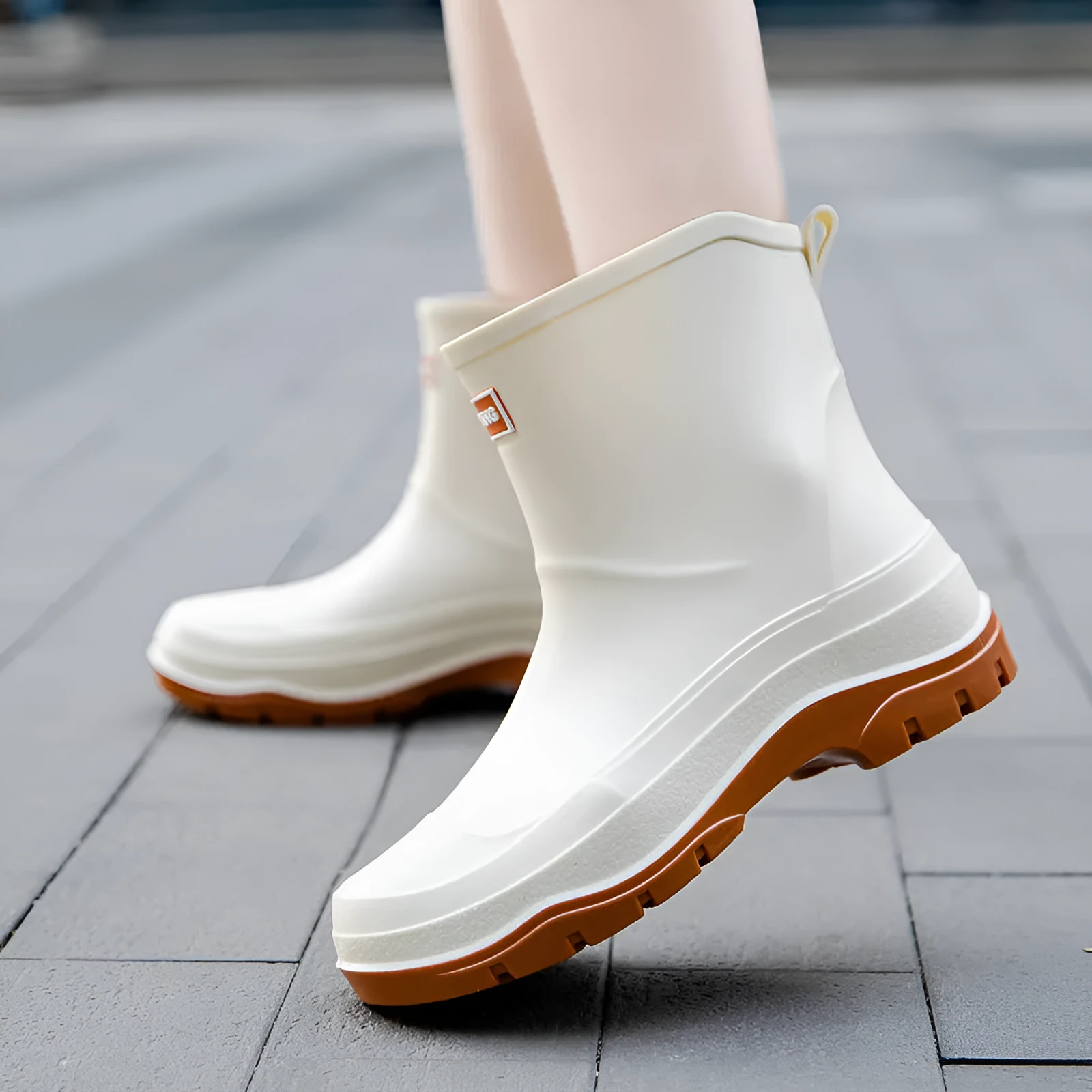 Women's short waterproof rubber shoes with non-slip soles in multiple colour options
